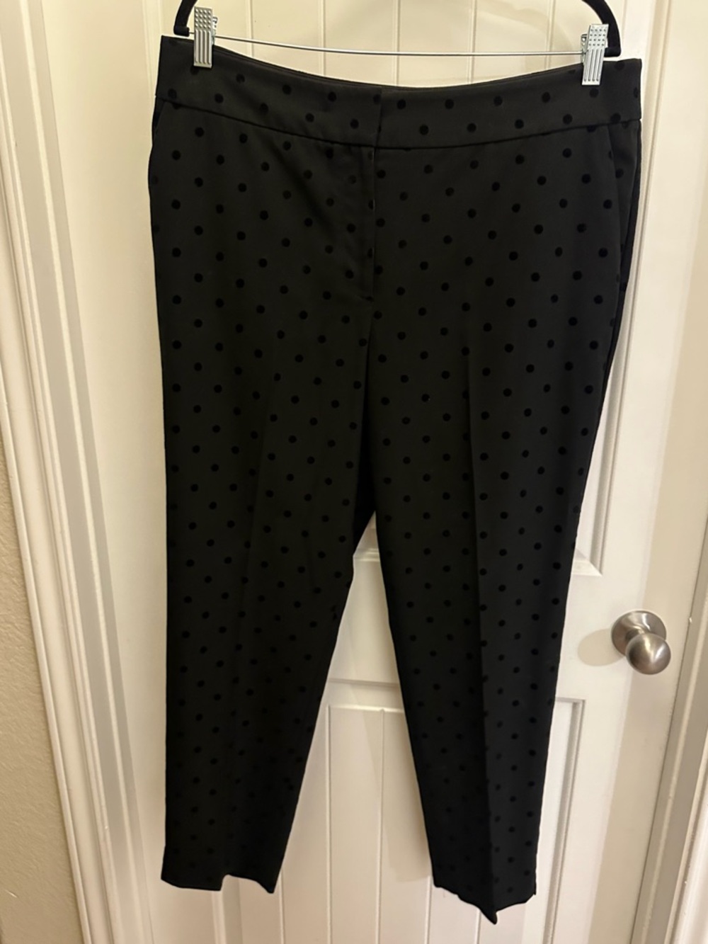 Talbots Hampshire Ankle Pants - Black Flocked Polka Dot